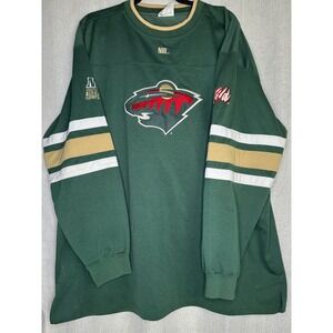 NHL‎ Minnesota Wild Hockey Jersey Long Sleeve Green Gold Stripes Size?